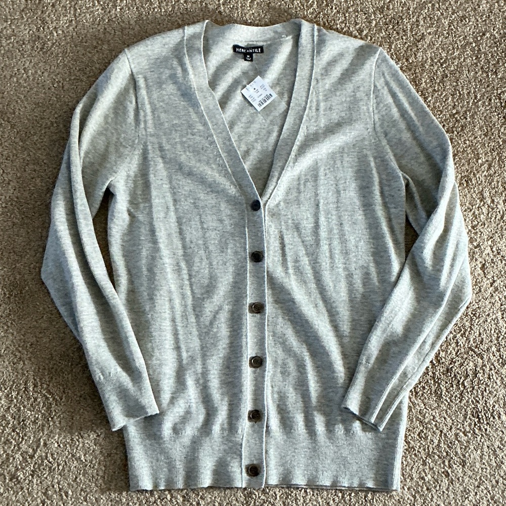 New JCrew Mercantile Light Gray V-Neck Cardigan, size M